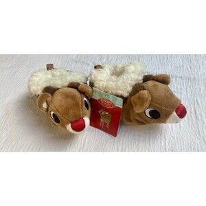 Rudolph The Red Nose Reindeer Slippers Shoes Infants Babies Size 6-12 Months NEW